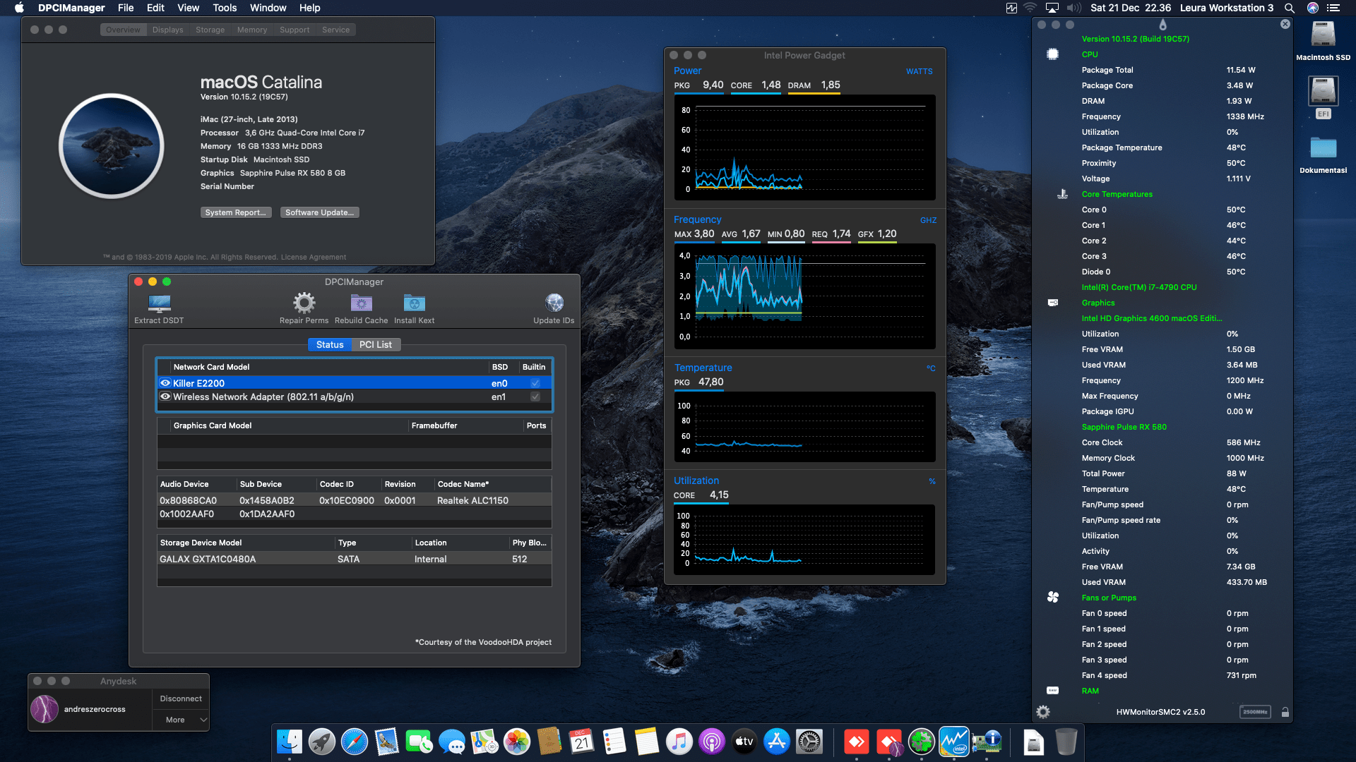 Success Hackintosh macOS Catalina 10.15.2 Build 19C57 at Gigabyte Z97X-Gaming 3 + Intel Core i7 4790 + Sapphire RX 580